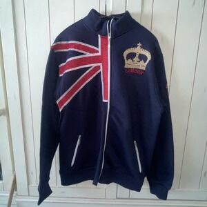 London England Union Jack Zip Sweatshirt Embroidered Cotton Blend 16Sixty Soccer